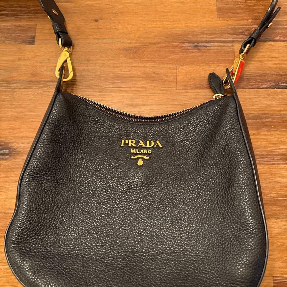 PRADA Vitello Daino Hobo Crossbody